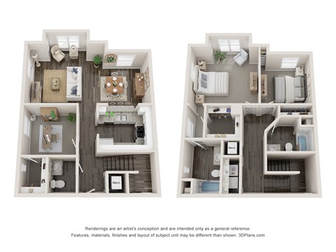 Floor plan for 3 beds, 2.5 baths, 1630 sqft